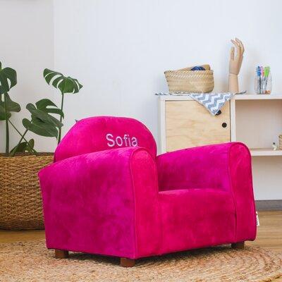 Keet Little-Furniture Personalized Club Chair Wood/Microsuede in Pink | 18 H x 24 W x 17 D in | Wayfair 103-3-Block -Hot Pink