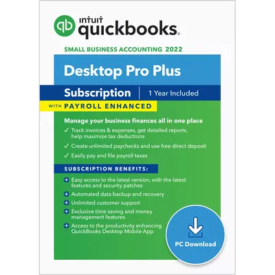 QuickBooks Desktop Pro Plus 2022 with Enhanced Payroll (PC Digital Download)
