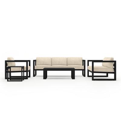 AllModern Smith 5 Piece Sofa Seating Group w/ Sunbrella Cushions Metal/Sunbrella® Fabric Included/Rust - Resistant Metal in Black | Wayfair