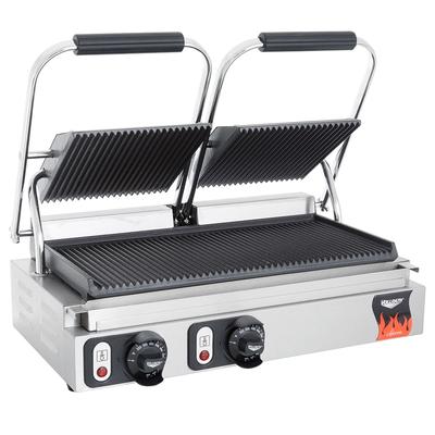 Vollrath 40795 Double Commercial Panini Press - Cast Iron Grooved Plates - 220V