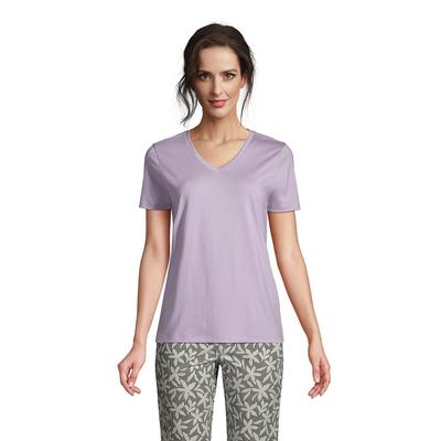 Women's Petite Relaxed Supima Cotton Short Sleeve V-Neck T-Shirt - Lands' End - Purple - XL