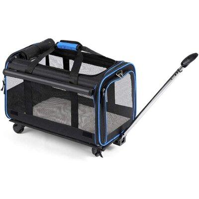Tucker Murphy Pet™ Pet Rolling Carrier, YOUTHINK Airline Approved Pet Rolling Carrier Backpack w/ Removable Wheels in Black/Blue | Wayfair