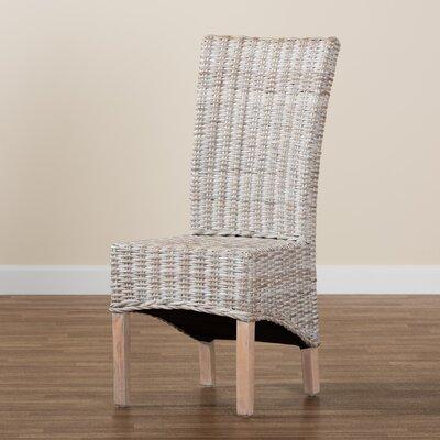 Wholesale Interiors Abaca Fiber Seagrass & Mahogany wood Parsons Chair Wood/Upholstered in White | 41.3 H x 18.5 W x 23.6 D in | Wayfair