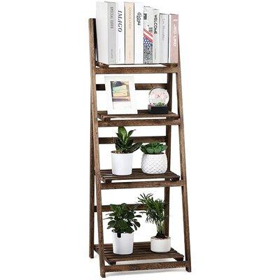 Loon Peak® 4-Tier Foldable Multifunction Plant Stand, Plant Organizer Storage Rack Wood in Brown | 44.33 H x 13.7 W x 16.53 D in | Wayfair