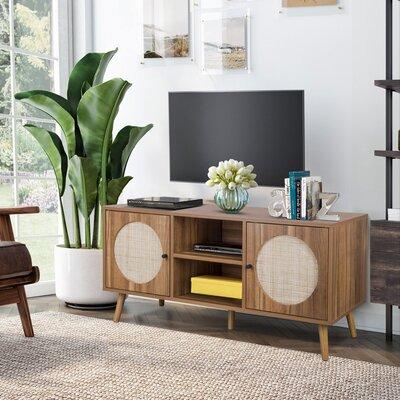 Bayou Breeze Jeanetta Tv Stand For Tv's Up To 50", Entertainment Media Console Center Wood in Brown | 21.65 H x 43.3 W x 15.7 D in | Wayfair
