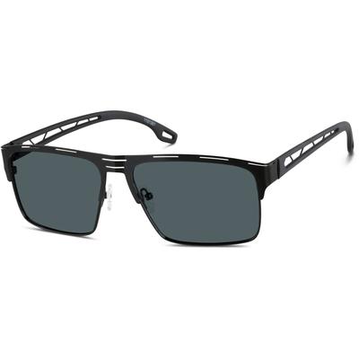 Zenni Men's Square Rx Sunglasses Jet Metal Full Rim Frame