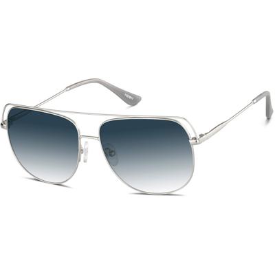 Zenni Experimental Aviator Rx Sunglasses Silver Metal Full Rim Frame
