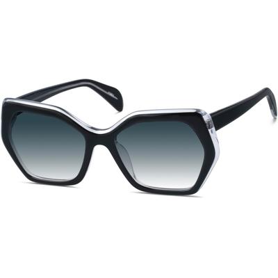 Zenni Women's Oversized Geometric Rx Sunglasses Black Tortoiseshell Plastic Full Rim Frame