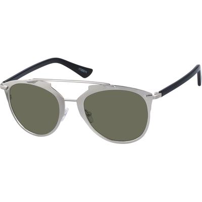 Zenni Experimental Aviator Rx Sunglasses Silver Mixed Full Rim Frame