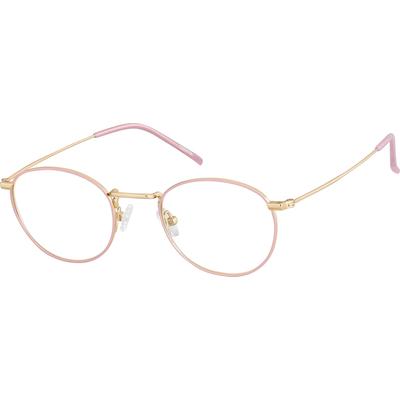 Zenni Round Prescription Glasses Pink Titanium Full Rim Frame