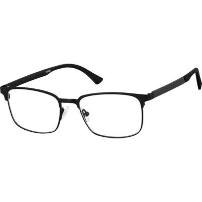Zenni Men's Browline Prescription Glasses Black Carbon Fiber Full Rim Frame