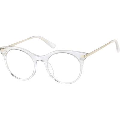 Zenni Boho Cat-Eye Prescription Glasses Clear Mixed Full Rim Frame