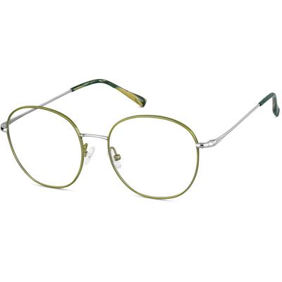 Zenni Women's Round Prescription Glasses Green Tortoiseshell Stainless Steel Full Rim Frame