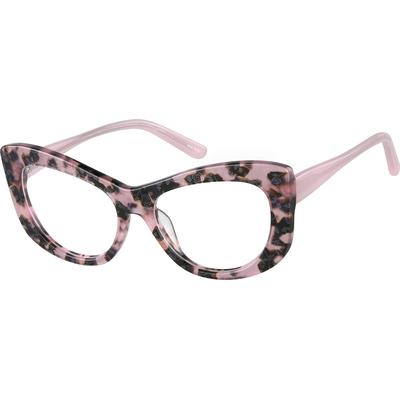 Zenni Women's Cat-Eye Prescription Glasses Pink Floral Plastic Full Rim Frame