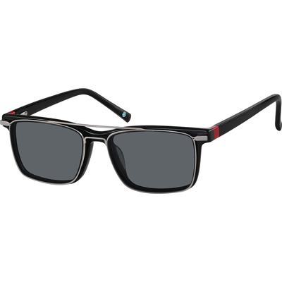Zenni Men's Rectangle Prescription Glasses W  Snap-On Sunlens Black Tortoiseshell Plastic Full Rim Frame