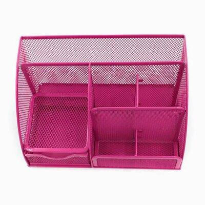 Inbox Zero Office Supply Mesh Desk Organizer Metal in Pink, Size 5.0 H x 8.6 W x 5.5 D in | Wayfair 5B567AD683084DC497EAF0F63DC63294