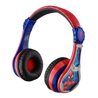 Spiderman Kids Volume Limiting Bluetooth Headphones with Microphone, Rechargeable Battery and Adjustable Headband