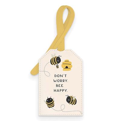 Studio Oh! Luggage Tags - Cream & Yellow 'Don't Worry Bee Happy' Slide-Out Luggage Tag