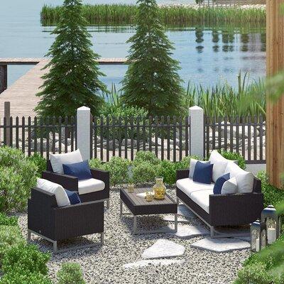 Lark Manor™ Antxon Amali 4-Piece Rattan Sofa Seating Group w/ Cushions in Brown | 33 H x 78 W x 33 D in | Outdoor Furniture | Wayfair