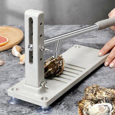 CNCEST 3 Piece Manual Oyster Shucker Machine Seafood Shellfish Opener Shucking Tool w/ Knife Stainless Steel in Gray | Wayfair BI-MLPQ-2410