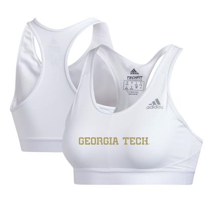 Women's adidas White Georgia Tech Yellow Jackets Alphaskin Sports Bra