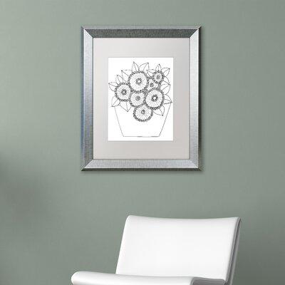 Trademark Fine Art 'Flowers In A Pot' by KCDoodleArt Framed Graphic Art Canvas in Black/White | 20 H x 16 W x 0.5 D in | Wayfair ALI3592-S1620MF