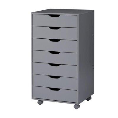 Latitude Run® 7-Drawer Office Storage File Cabinet on Wheels, Desk Filing Drawer Unit Wood in Gray | 32.2 H x 18.9 W x 15.7 D in | Wayfair