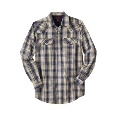 Men's Big & Tall Western Snap Front Shirt by Boulder Creek in Navy Plaid (Size 7XL)