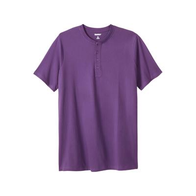Men's Big & Tall Shrink-Less™ Lightweight Henley Longer Length T-Shirt by KingSize in Vintage Purple (Size 4XL) Henley Shirt
