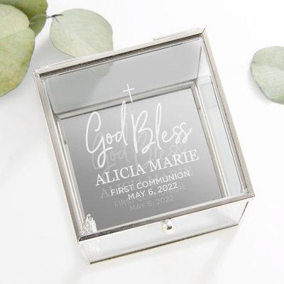 Personalization Mall God Bless Communion Personalized Jewelry Box Metal in Gray | 1.25 H x 7 W x 4 D in | Wayfair 32847-S