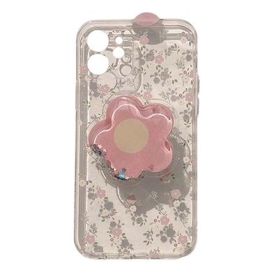 Shou Cellular Phone Cases Pink - Pink & Beige Floral Smartphone Case for iPhone & Phone Grip