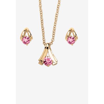Women's Simulated Birthstone Solitaire Pendant and Earring Set with FREE Gift in Goldtone, Boxed by PalmBeach Jewelry in June