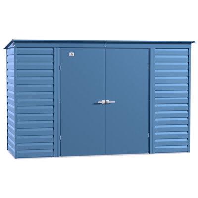 Arrow 10 ft. W x 4 ft. D Steel Horizontal Storage Shed in Green/Blue | 77 H x 123.5 W x 47 D in | Wayfair SCP104BG