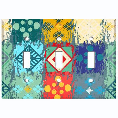 WorldAcc Ethnic Aztec Tribal Symbol 3-Gang Toggle Light Switch Wall Plate in Blue Gray Red | 4.5 H x 6.38 W x 0.15 D in | Wayfair F-T3-SFR049