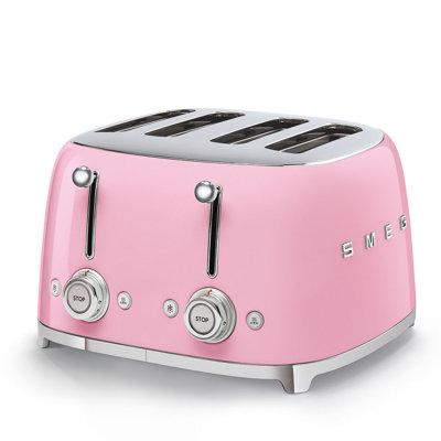 SMEG 50's Retro Style 4x4 Toaster, Stainless Steel in Pink, Size 7.8 H x 13.0 W x 12.99 D in | Wayfair TSF03PKUK