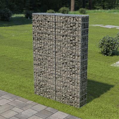 East Urban Home Gabion Wall Gabion Basket Post Gabion Wall w/ Covers Galvanized Steel Metal | 59 H x 39 W x 7.87 D in | Wayfair