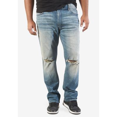 Men's Big & Tall MVP Slit Knee Straight Leg Jeans by MVP Collections in Light Wash (Size 46 32)