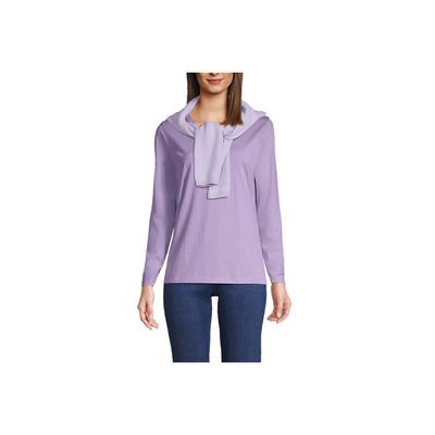 Women's Relaxed Supima Cotton Long Sleeve V-Neck T-Shirt - Lands' End - Purple - L
