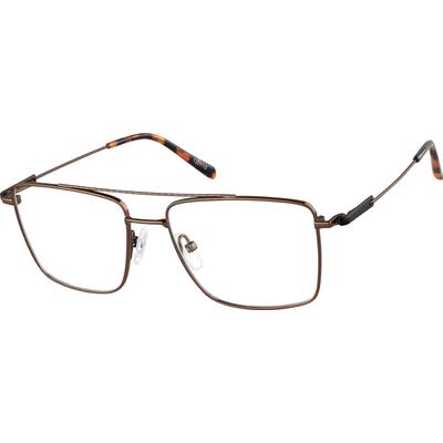 Zenni Aviator Prescription Glasses Brown Titanium Full Rim Frame