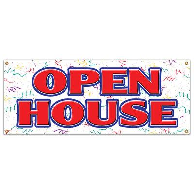 SignMission OPEN HOUSE BANNER SIGN For Sale Broker Apartment Home House Real Estate Agent Plastic in White | 18 H x 48 W x 0.1 D in | Wayfair