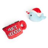 More and Merrier Plush Narwhal Cocoa Dog Toy, X-Small, Pack of 2