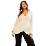 Plus Size Women's Crossover Sweater by June+Vie in Ivory (Size 22/24)