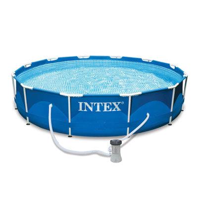 Intex 2.5 ft x 12 ft Steel Frame Set Pool Steel in Blue/Gray | 30 H x 144 W x 144 D in | Wayfair 28211EG