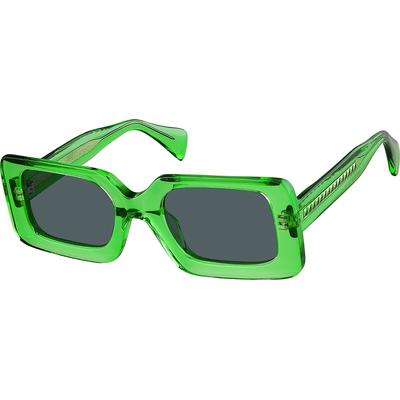 Zenni Rectangle Rx Sunglasses Green Plastic Full Rim Frame