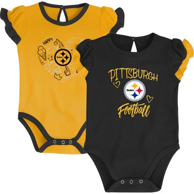 Newborn & Infant Black/Gold Pittsburgh Steelers Too Much Love Two-Piece Bodysuit Set