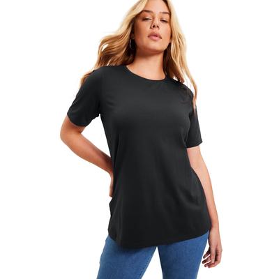 Plus Size Women's Short-Sleeve Crewneck One + Only Tee by June+Vie in Black (Size 10/12)