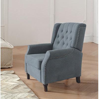 Winston Porter Modern Beige Fabric Recliner Sofa Living Room Home Theater Single Reclining Armchair w/ Adjustable Back & Padded Cushion For Living Room | Wayfair