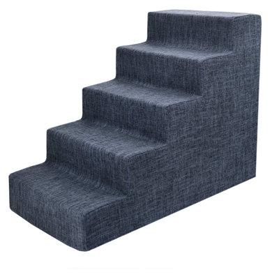 The Party Aisle™ Peard 5 Step Pet Stair Fabric in Gray | 22.5 H x 16 W x 30 D in | Wayfair AB6517E257FF419FA789D5E6E309090E