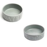 Set Of Classic Water And Food Pet Bowls Pet by Park Life Designs in Grey (Size MEDIUM)
