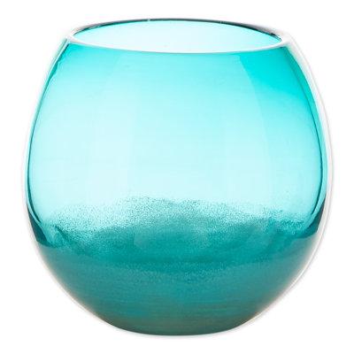 AEWholesale Fish Bowl Style Vase - Aqua Gradient 7.25 inches Glass (cost efficient & easy to clean), Size 7.25 H x 7.5 W x 7.5 D in | Wayfair